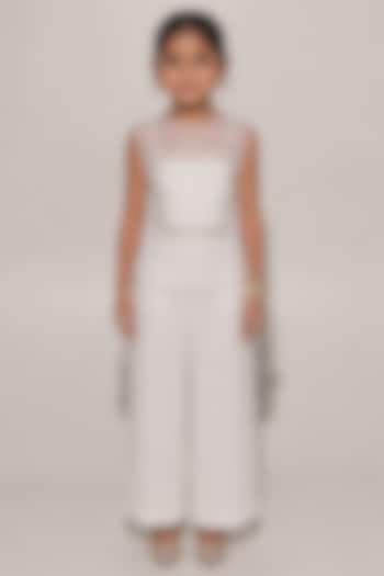 White Organza Co-Ord Set For Girls by Kriti Bapna Kids at Pernia's Pop Up Shop