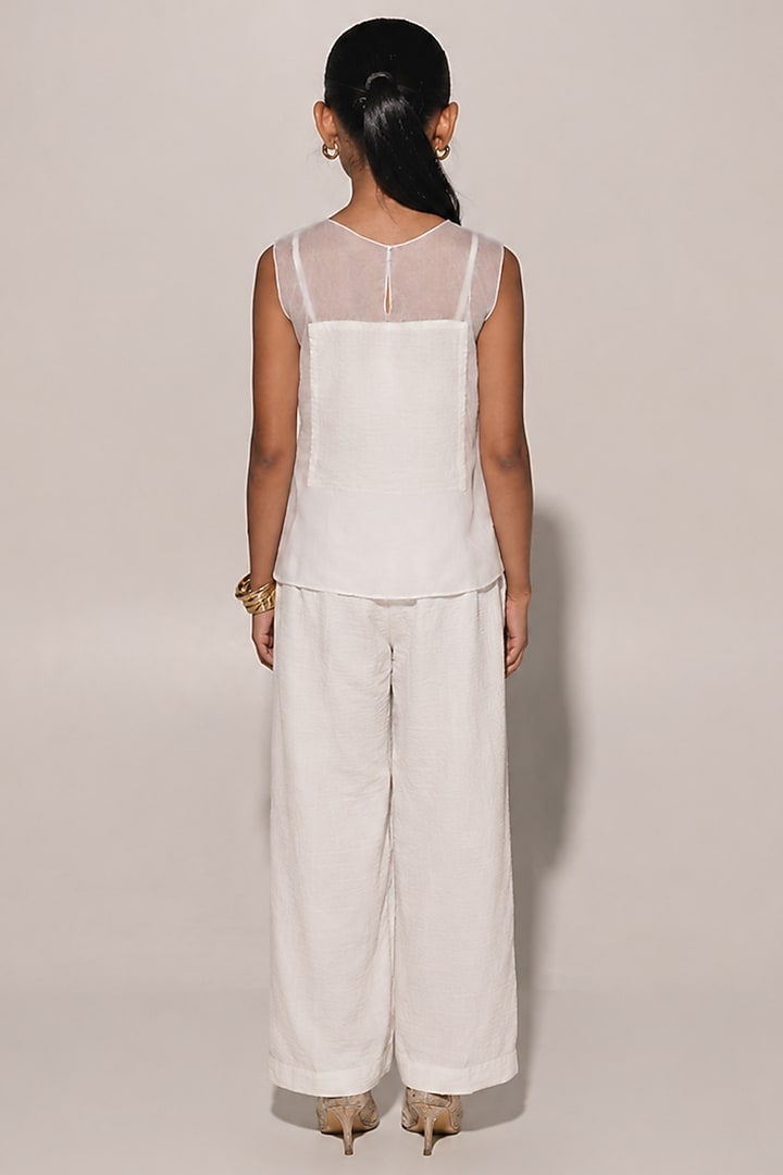 White Organza Co-Ord Set For Girls by Kriti Bapna Kids at Pernia's Pop Up Shop
