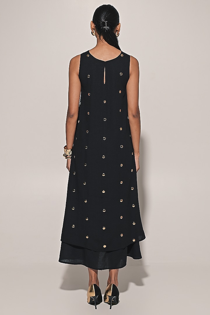 Black Blended Linen Layered Summer Dress by Kriti Bapna at Pernia's Pop Up Shop