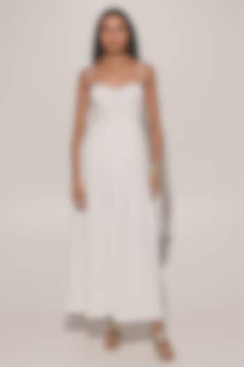 White Blended Linen Bralette Summer Dress by Kriti Bapna at Pernia's Pop Up Shop