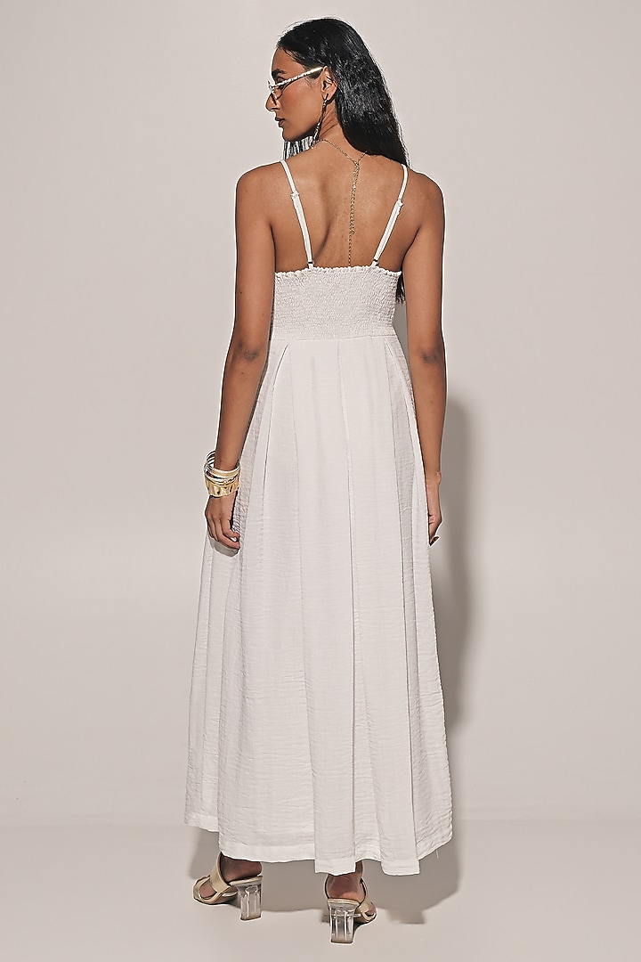 White Blended Linen Bralette Summer Dress by Kriti Bapna at Pernia's Pop Up Shop