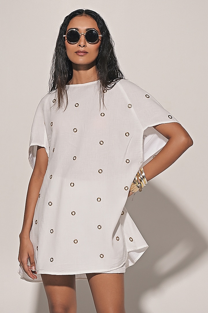 White Blended Linen Co-Ord Set by Kriti Bapna at Pernia's Pop Up Shop