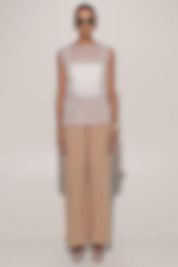 White Organza & Blended Linen Co-Ord Set by Kriti Bapna at Pernia's Pop Up Shop