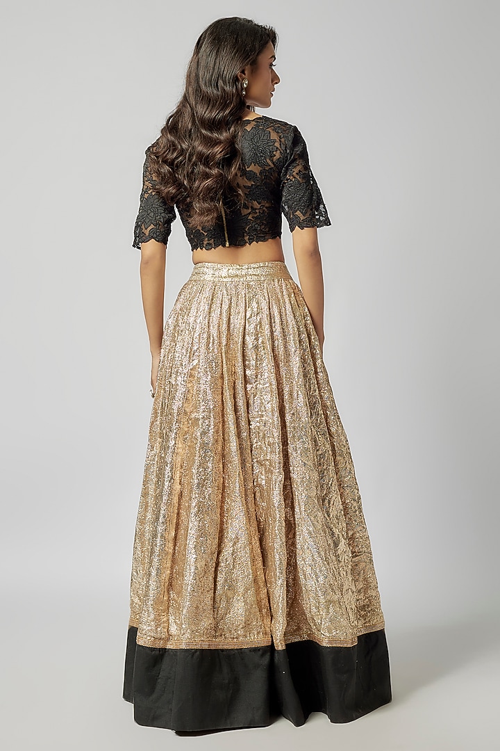 Gold Silk Gota Work Wedding Lehenga Set by Kriti Bapna at Pernia's Pop Up Shop