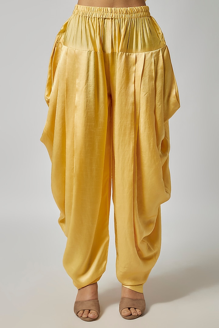 Yellow Satin Dupion Dhoti Set by Kriti Bapna at Pernia's Pop Up Shop