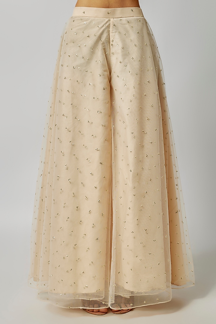 Gold Organza Embroidered Party Wear Sharara Set by Kriti Bapna at Pernia's Pop Up Shop
