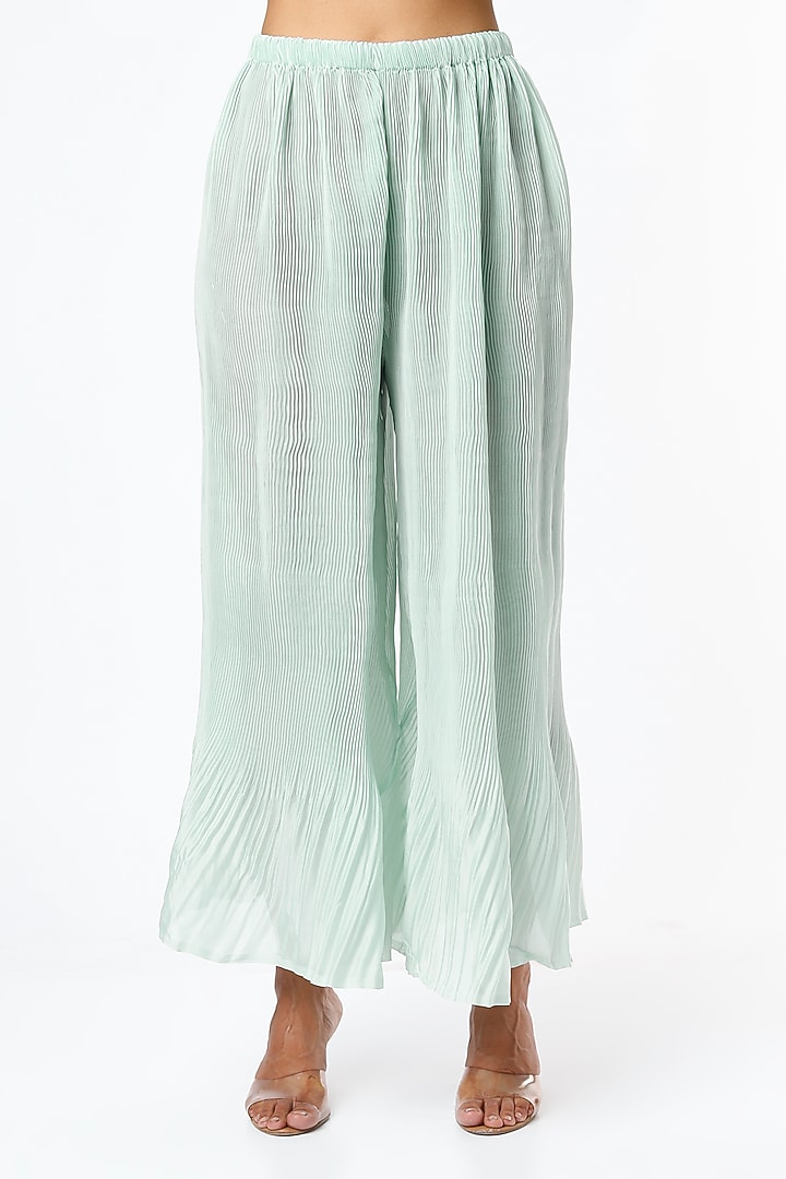 Mint Green Gota Striped & Embroidered Kurta Set by Kriti Bapna at Pernia's Pop Up Shop