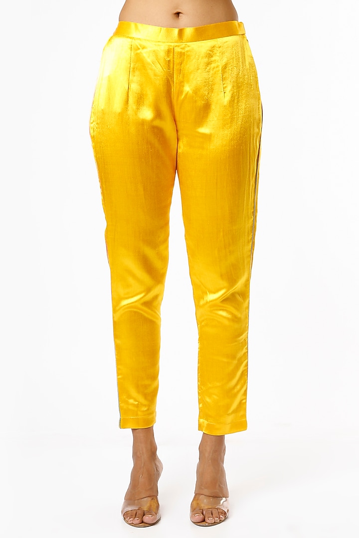 Bright Yellow Embroidered Kurta Set by Kriti Bapna at Pernia's Pop Up Shop