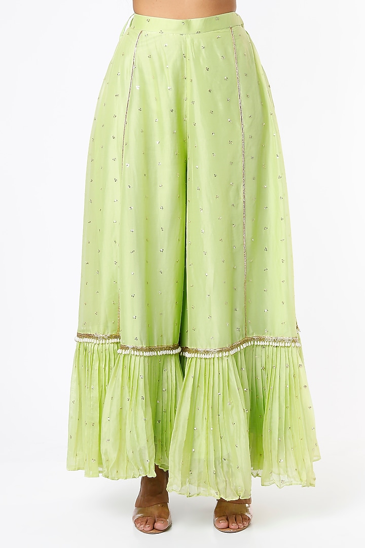 Lime Embellished Kurta Set by Kriti Bapna at Pernia's Pop Up Shop