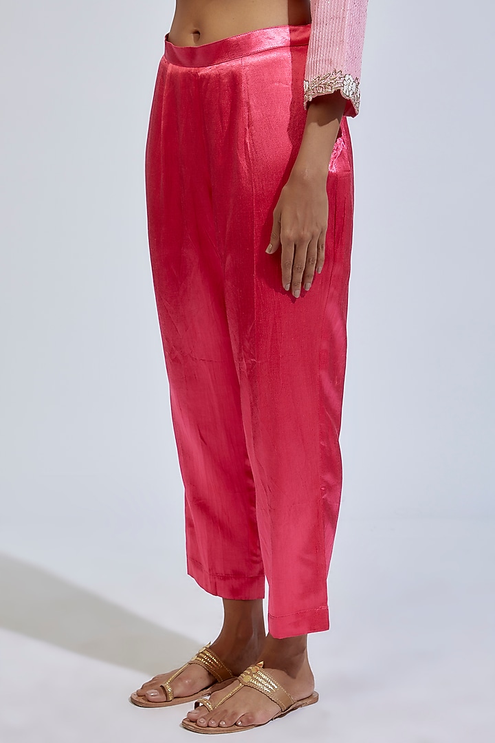 Light & Dark Pink Chinon Embroidered Kurta Set by Kriti Bapna at Pernia's Pop Up Shop