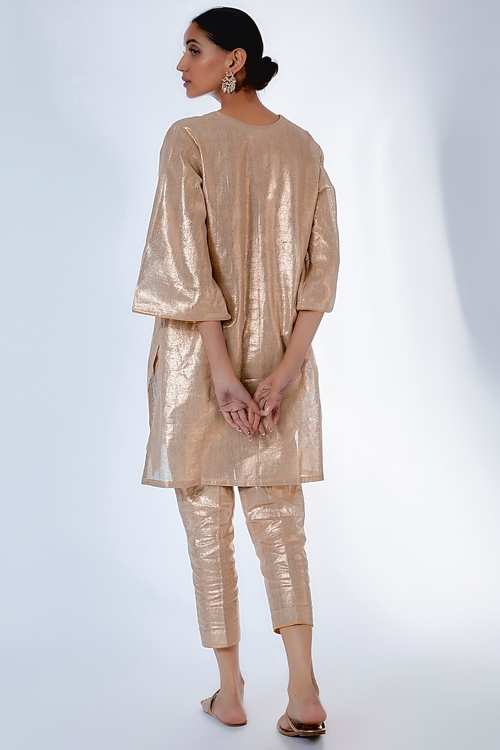 Gold Cotton Kurta Set by Kriti Bapna at Pernia's Pop Up Shop