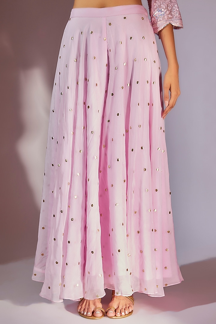 Pink Georgette Embroidered Striped Kurta Set by Kriti Bapna at Pernia's Pop Up Shop