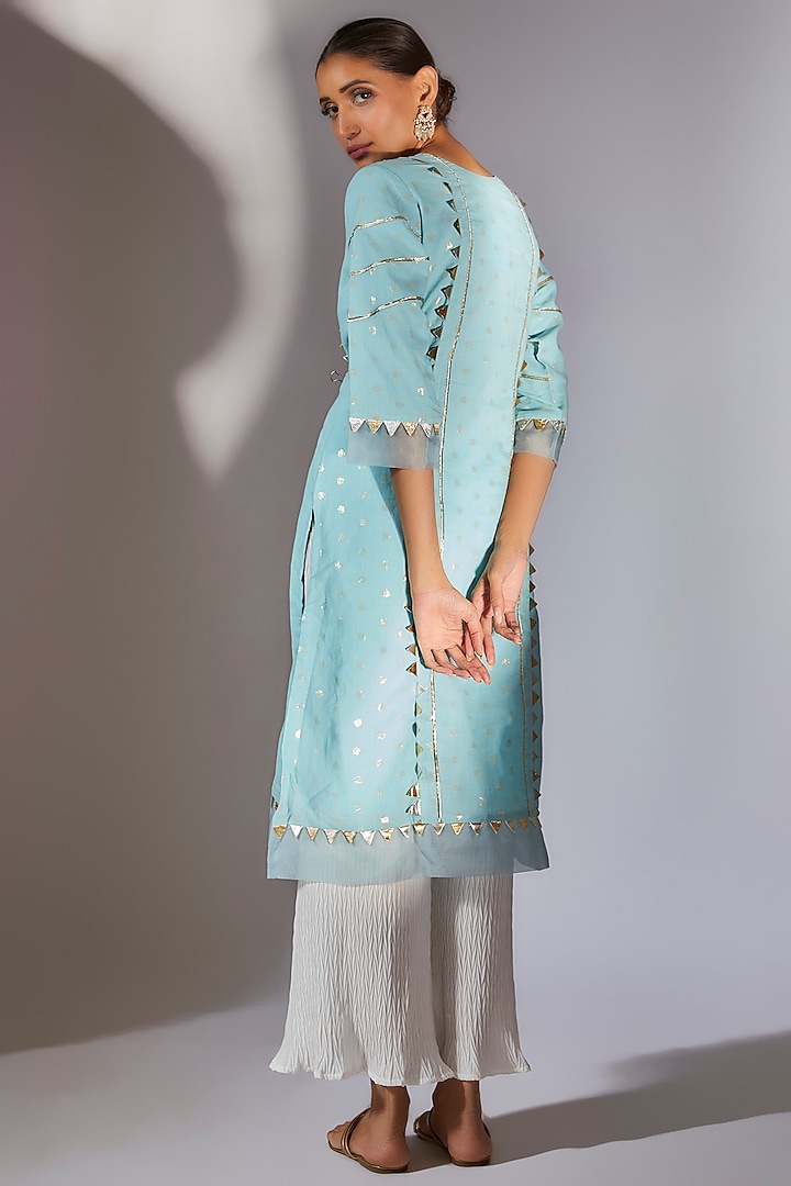 Blue Cotton Kurta Set by Kriti Bapna at Pernia's Pop Up Shop