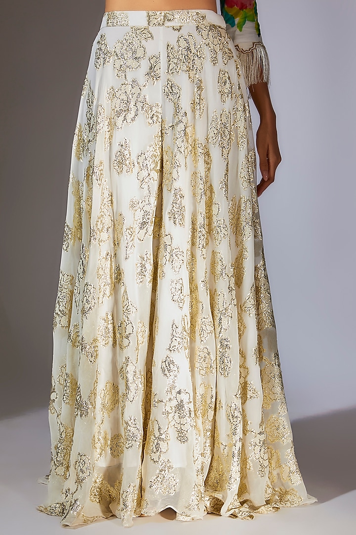Ivory Dupion Handpainted High-Low Kurta Set by Kriti Bapna at Pernia's Pop Up Shop