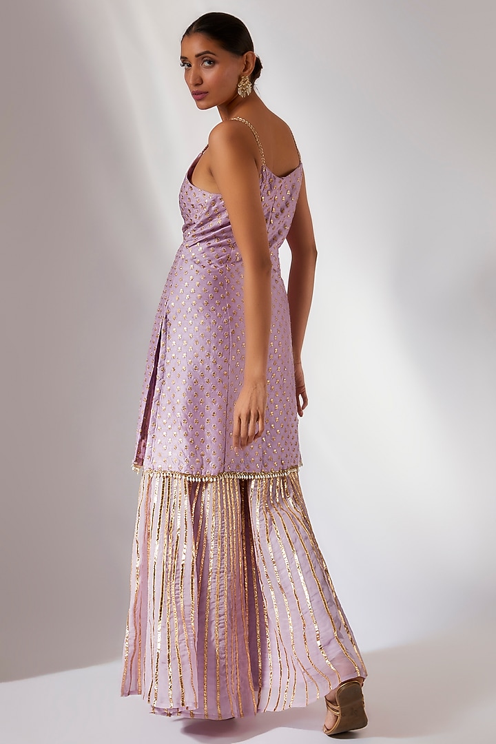 Purple Silk Embroidered Kurta Set by Kriti Bapna at Pernia's Pop Up Shop