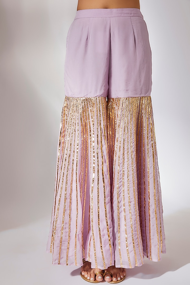 Purple Silk Embroidered Kurta Set by Kriti Bapna at Pernia's Pop Up Shop