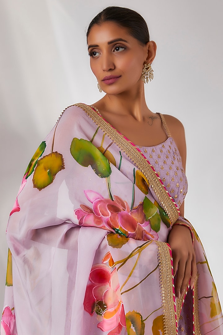 Purple Silk Embroidered Kurta Set by Kriti Bapna at Pernia's Pop Up Shop