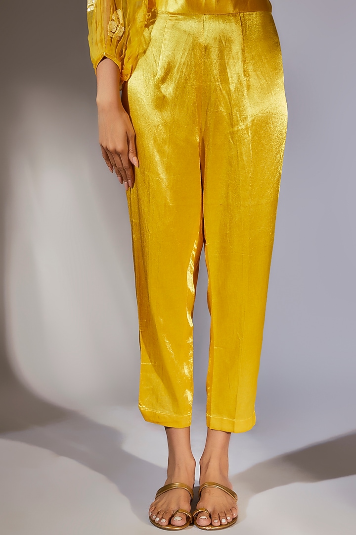 Yellow Organza Embroidered Kurta Set by Kriti Bapna at Pernia's Pop Up Shop