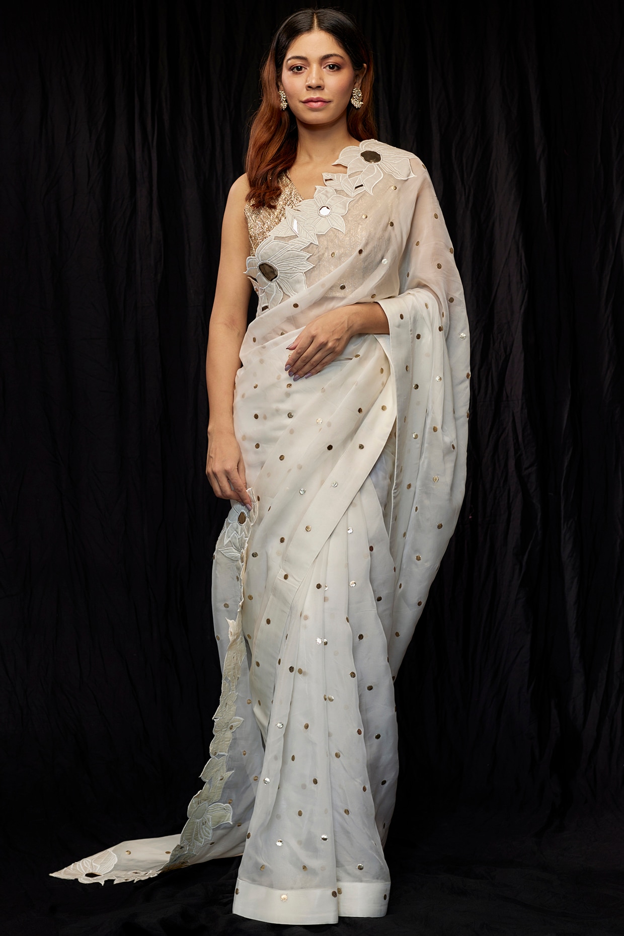 White hotsell organza saree