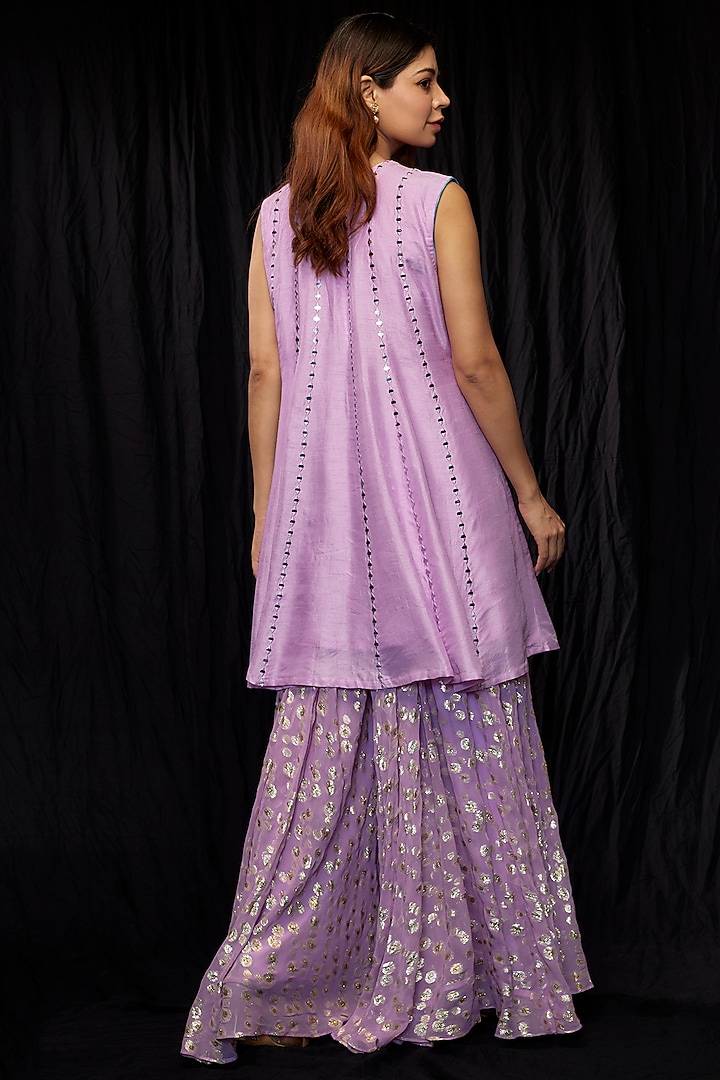 Purple Georgette Party Wear Sharara Set by Kriti Bapna at Pernia's Pop Up Shop