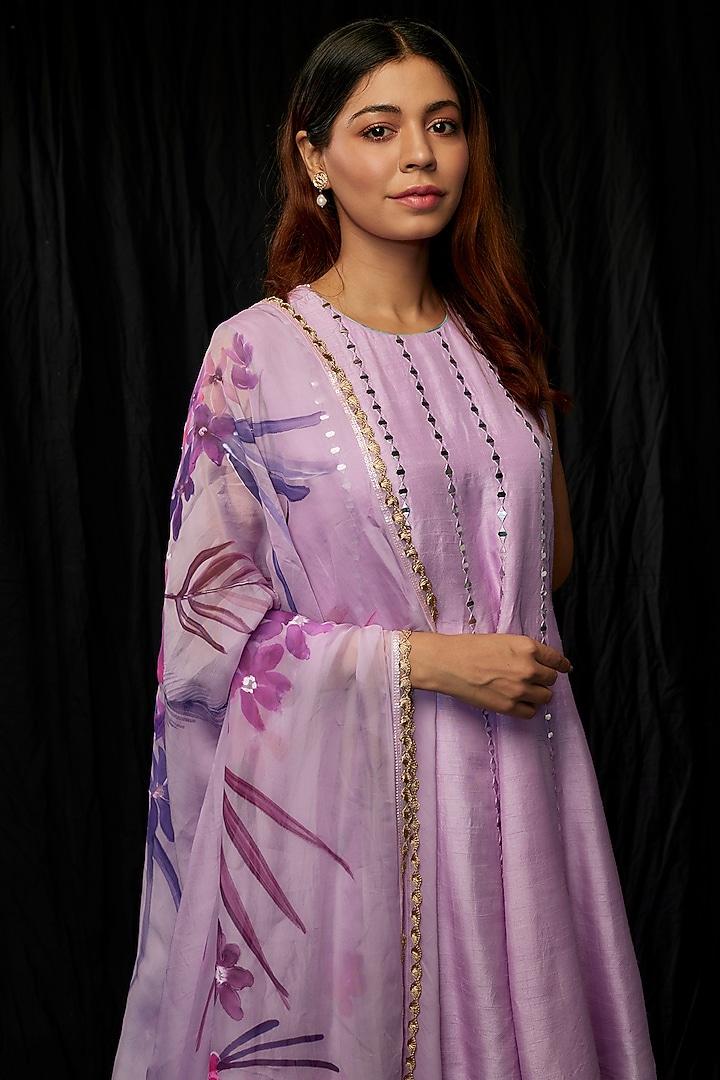 Purple Georgette Party Wear Sharara Set by Kriti Bapna at Pernia's Pop Up Shop