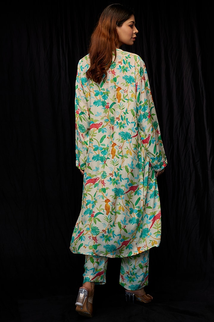 White Cotton Printed Jacket Set by Kriti Bapna at Pernia's Pop Up Shop