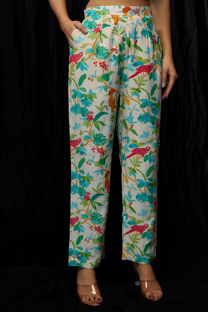White Cotton Printed Jacket Set by Kriti Bapna at Pernia's Pop Up Shop