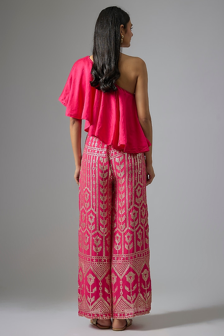 Pink Silk Sequins Embroidered Pant Set by Kriti Bapna at Pernia's Pop Up Shop