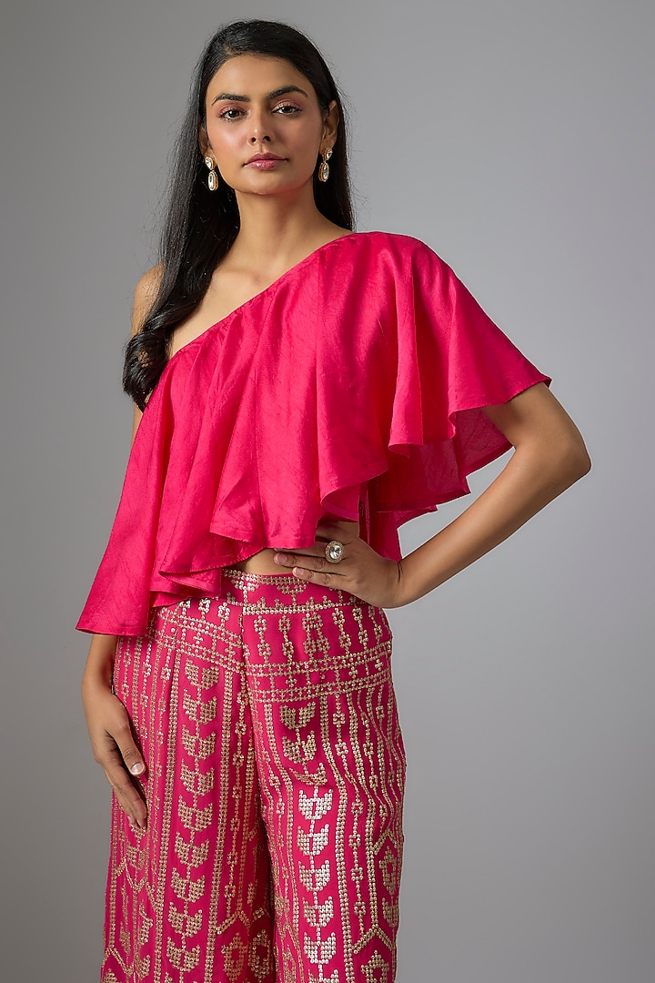 Pink Silk Sequins Embroidered Pant Set by Kriti Bapna at Pernia's Pop Up Shop