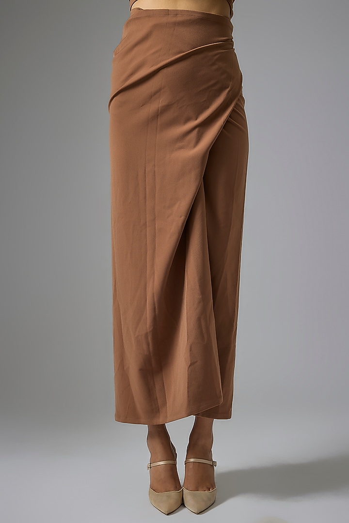 Brown Double Georgette Tie-Up Skirt Set by Kriti Bapna at Pernia's Pop Up Shop