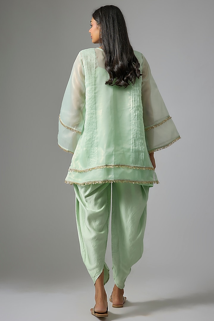 Mint Green Organza Sequins Embroidered Kurta Set by Kriti Bapna at Pernia's Pop Up Shop