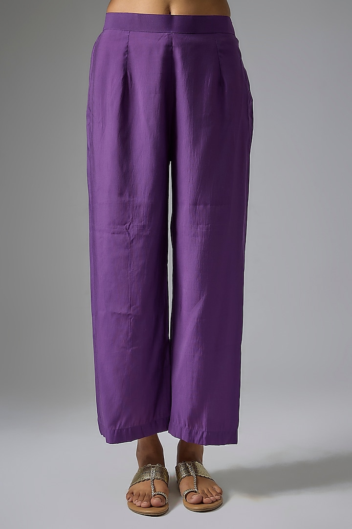 Purple Silk Hand & Machine Embroidered Jacket Set by Kriti Bapna at Pernia's Pop Up Shop