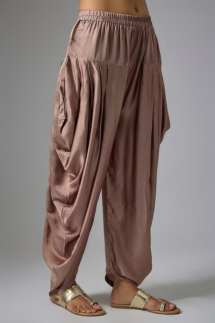 Brown & Gold Shimmer Organza Foil Embroidered Kurta Set by Kriti Bapna at Pernia's Pop Up Shop