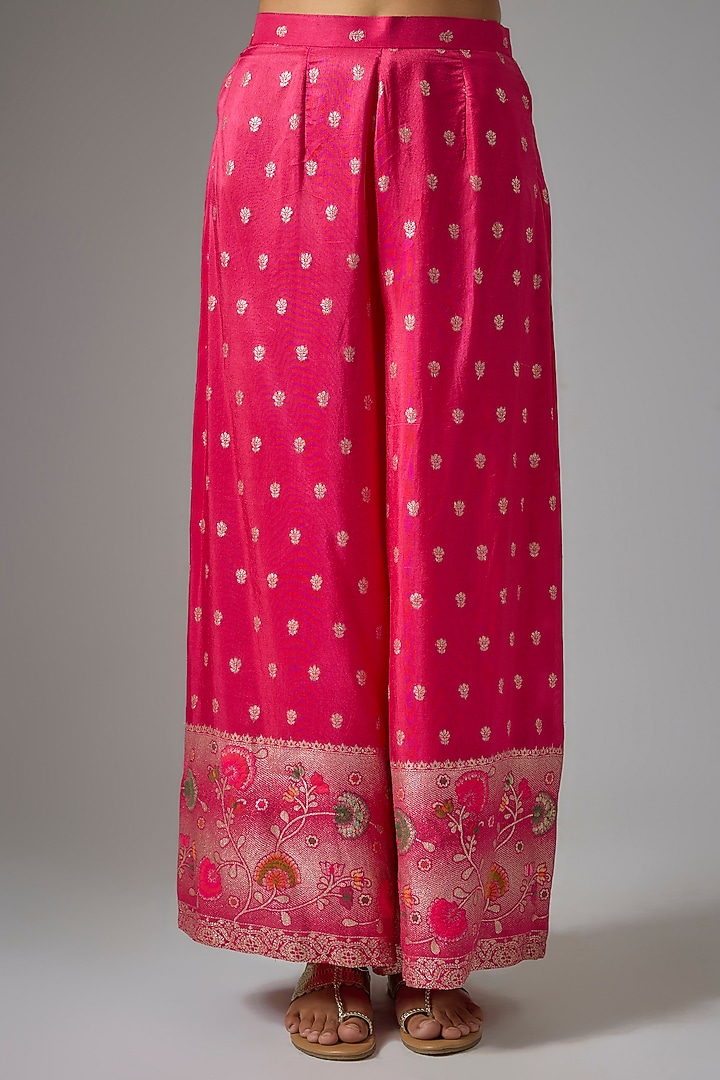 Pink Imported Satin Zardosi Embroidered Party Wear Anarkali Set by Kriti Bapna at Pernia's Pop Up Shop