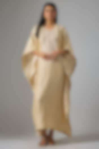 Gold & Silver Tissue Mirror Embroidered Kaftan by Kriti Bapna at Pernia's Pop Up Shop