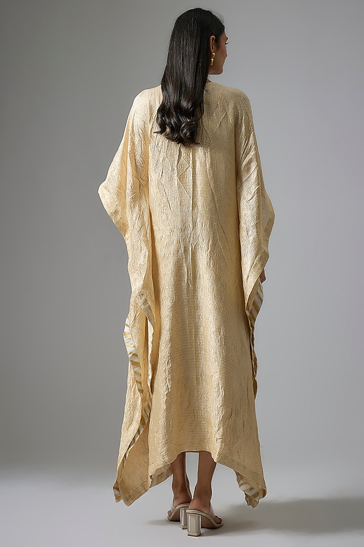 Gold & Silver Tissue Mirror Embroidered Kaftan by Kriti Bapna at Pernia's Pop Up Shop
