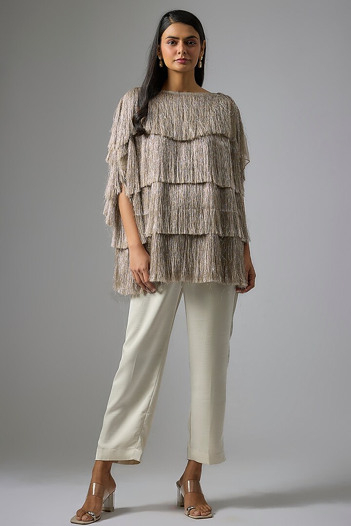 White Imported Satin Pant Set by Kriti Bapna at Pernia's Pop Up Shop