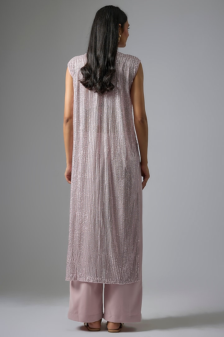 Purple Net Sequins Embroidered Kurta Set by Kriti Bapna at Pernia's Pop Up Shop
