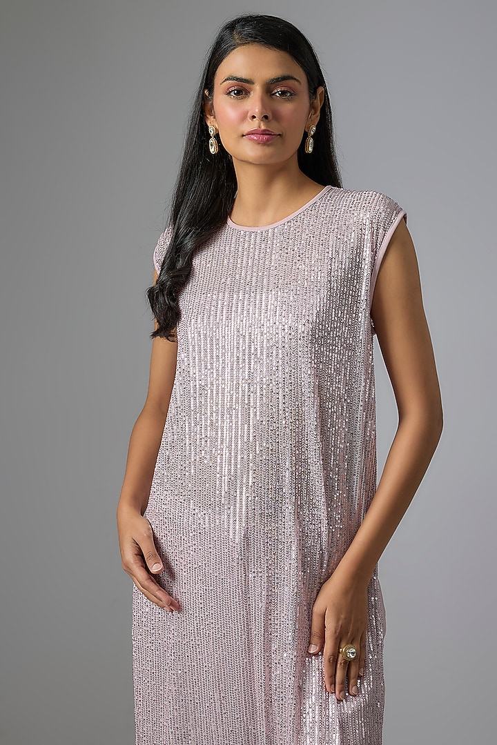 Purple Net Sequins Embroidered Kurta Set by Kriti Bapna at Pernia's Pop Up Shop