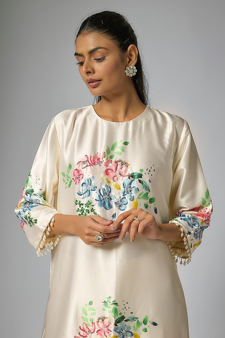Multi-Colored Cotton Satin Floral Printed Co-Ord Set by Kriti Bapna at Pernia's Pop Up Shop