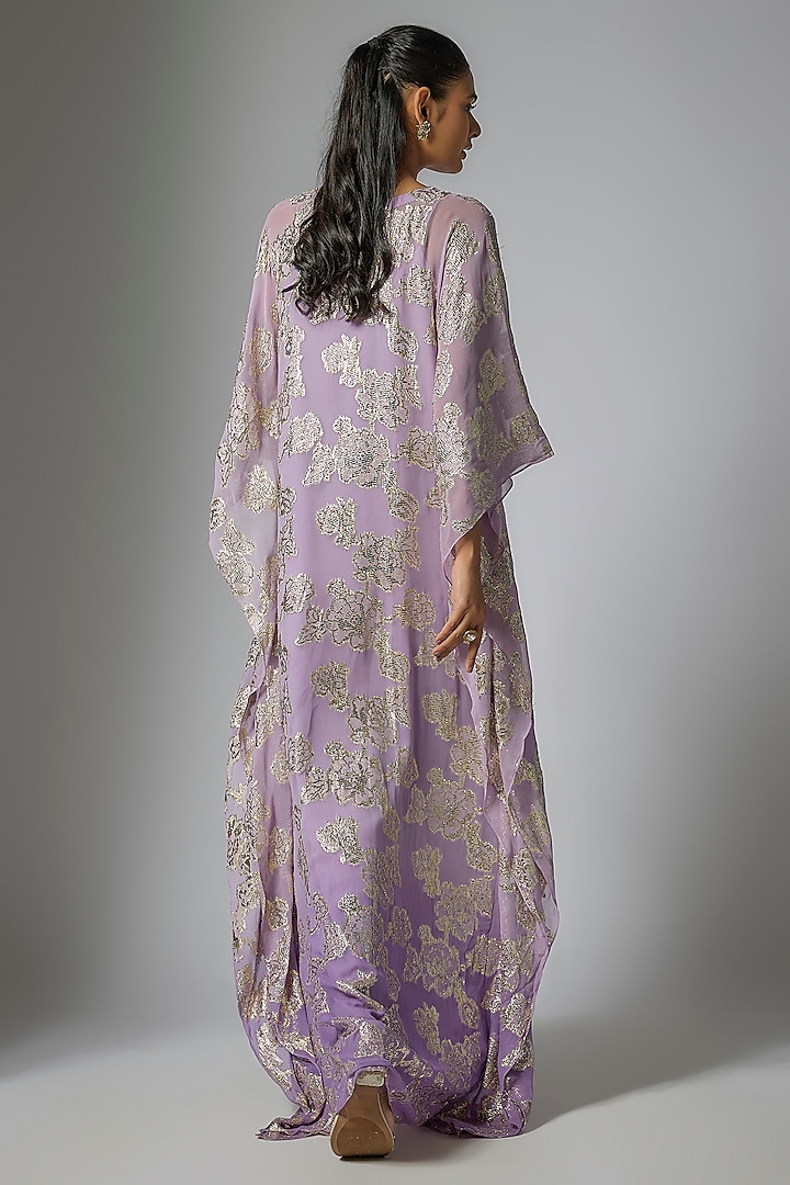 Purple Georgette Mirror Work Ombre Kaftan by Kriti Bapna at Pernia's Pop Up Shop