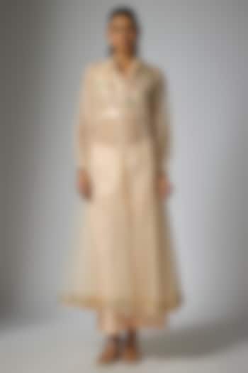 Peach Organza Party Wear Anarkali Set by Kriti Bapna at Pernia's Pop Up Shop
