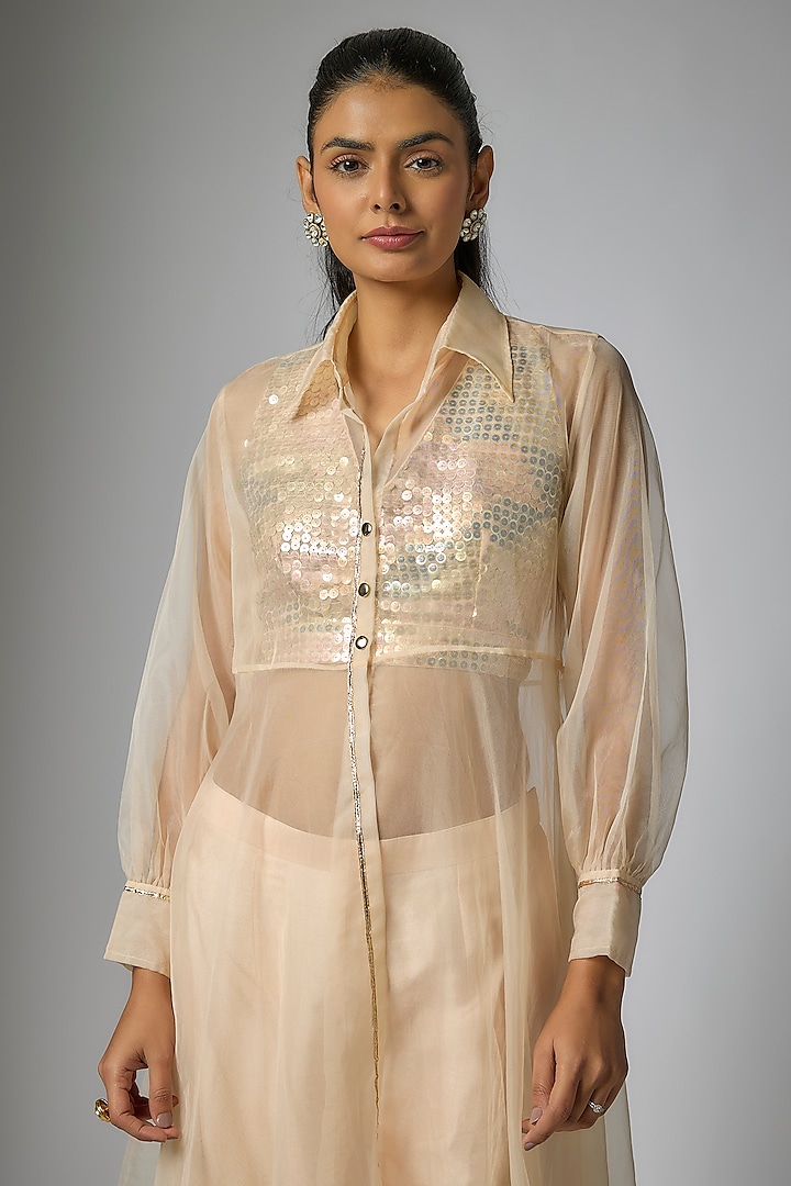 Peach Organza Party Wear Anarkali Set by Kriti Bapna at Pernia's Pop Up Shop