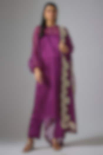 Purple Organza Kurta Set by Kriti Bapna at Pernia's Pop Up Shop