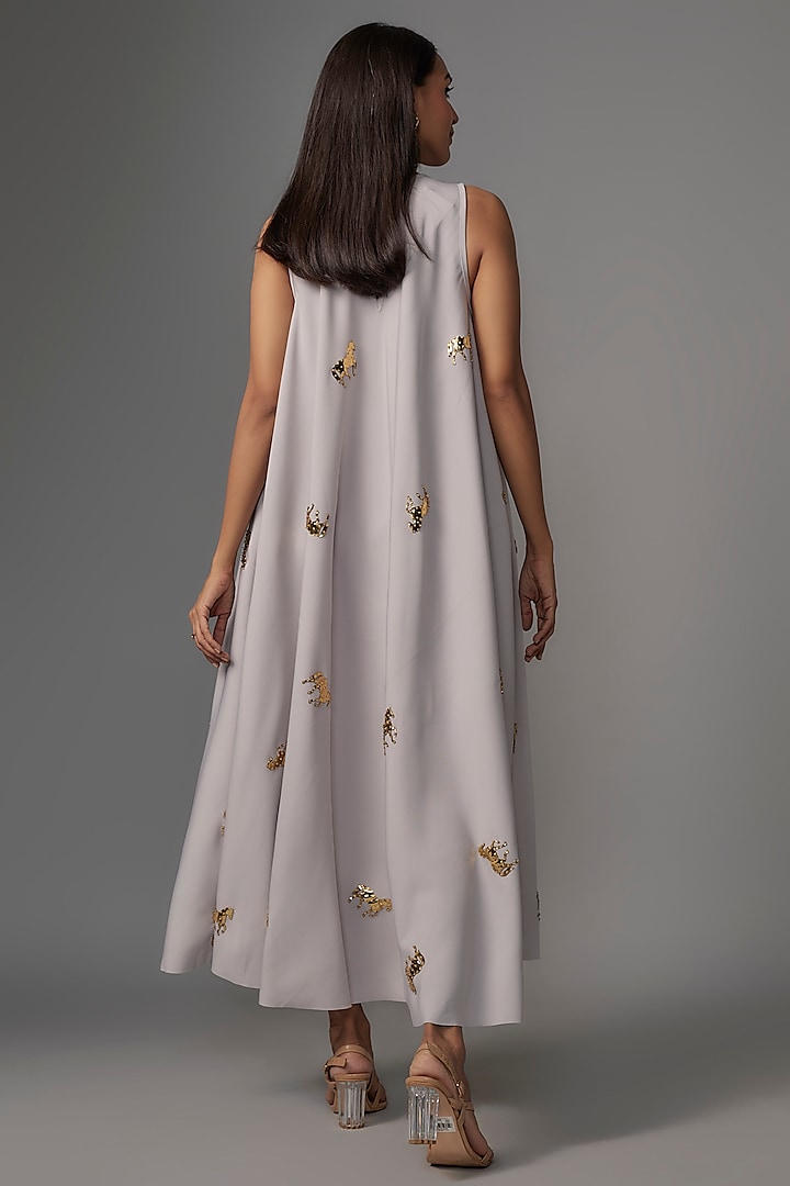 Grey Synthetic Scuba Circular Maxi Vacation Dress by Kriti Bapna at Pernia's Pop Up Shop