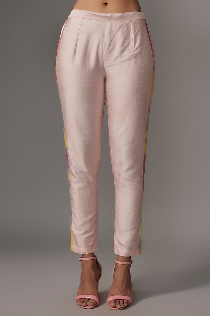 Pink Silk Floral Printed Handkerchief Kurta Set by Kriti Bapna at Pernia's Pop Up Shop