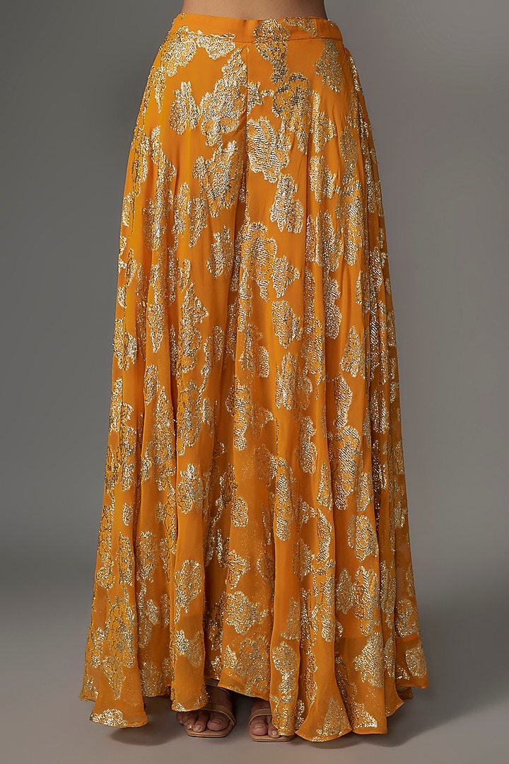 Orange Net Mirror Embroidered Kurta Set by Kriti Bapna at Pernia's Pop Up Shop