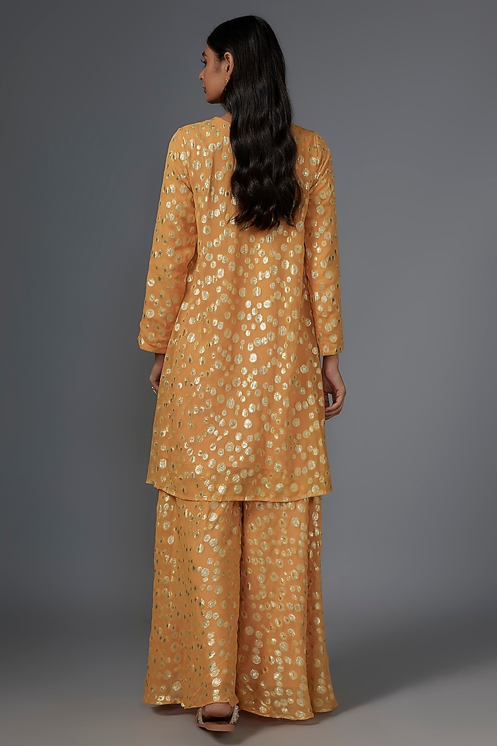 Orange Brasso Weave Embroidered Palazzo Pant Set by Kriti Bapna at Pernia's Pop Up Shop