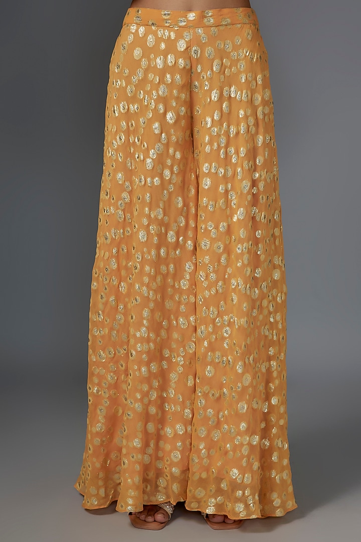Orange Brasso Weave Embroidered Palazzo Pant Set by Kriti Bapna at Pernia's Pop Up Shop