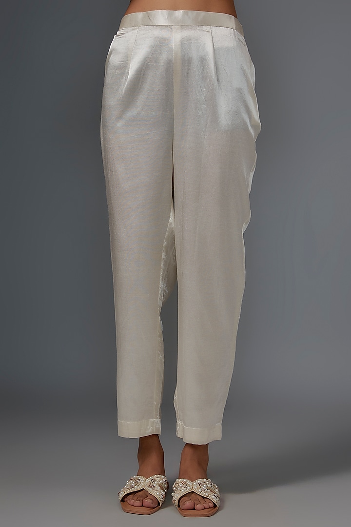 Ivory Viscose Organza Hand Painted Kurta Set by Kriti Bapna at Pernia's Pop Up Shop